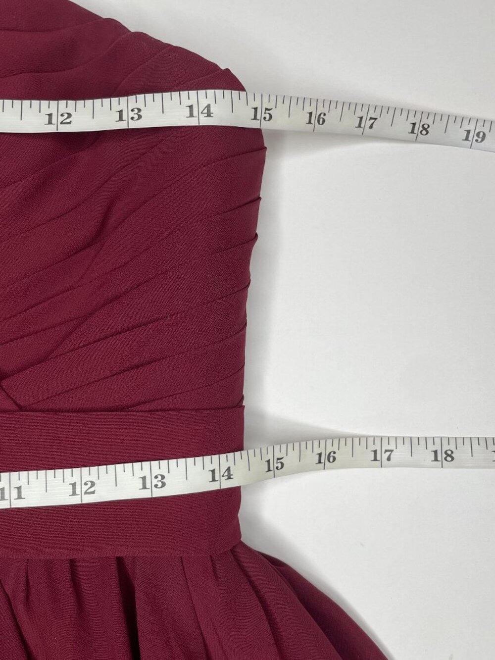 VINTAGE Romantigoth Burgundy Rosette Chiffon One Shoulder Asymmetric Dress 6 - Picture 11 of 15